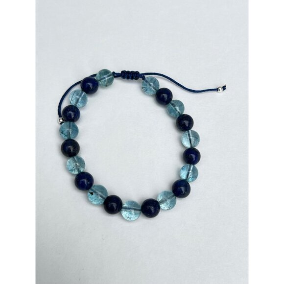 Lapis Lazuli - Aquamarine With Silver handcrafted bracelet - Picture 5 of 12